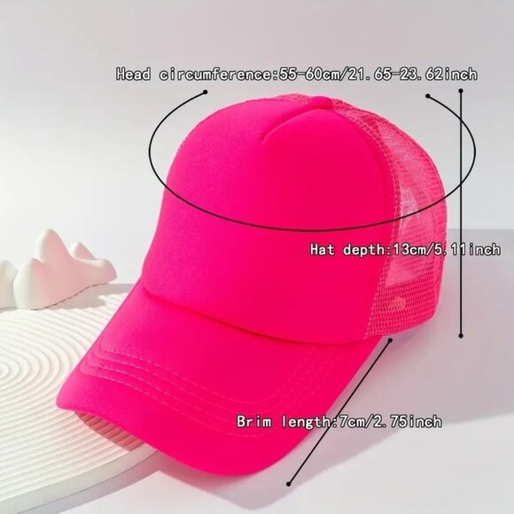 Adjustable Unisex Hot Pink Mesh Trucker Hat (SKU#0465) - Picture 2 of 4